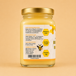 Royal Jelly Essentials label - suggested use and flavor notes